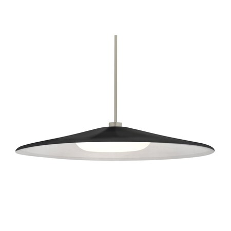 Besa Lighting Swan Stem Pendant, Black/Opal, Satin Nickel Finish, 1x23W LED 1TT-SWANBK-LED-SN